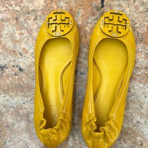Tory Burch Yellow Patent Leather Flats. Size 5.5